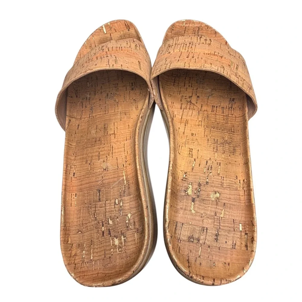 Donald J Pliner Fiji Cork Platform Slide Sandals Gold Metallic Women’s 8.5